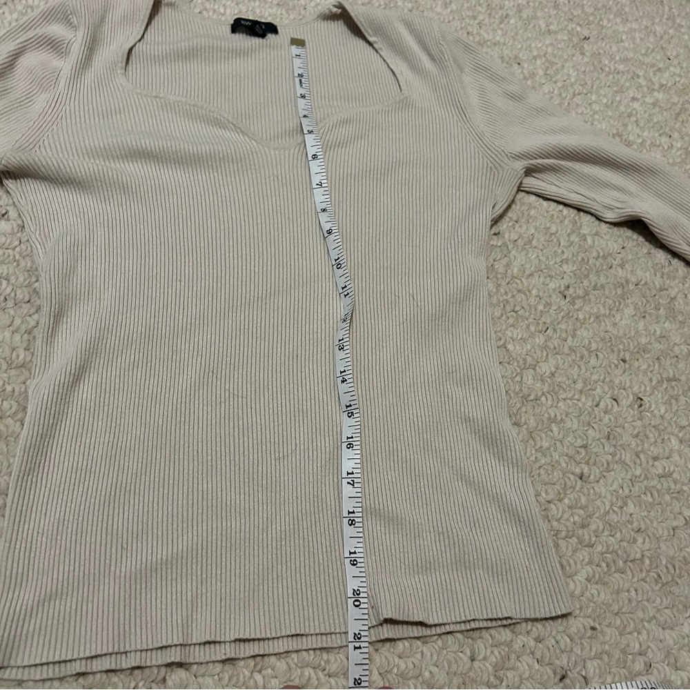 RW&CO. Cream Ribbed Long Sleeve Size L - Picture 7 of 8